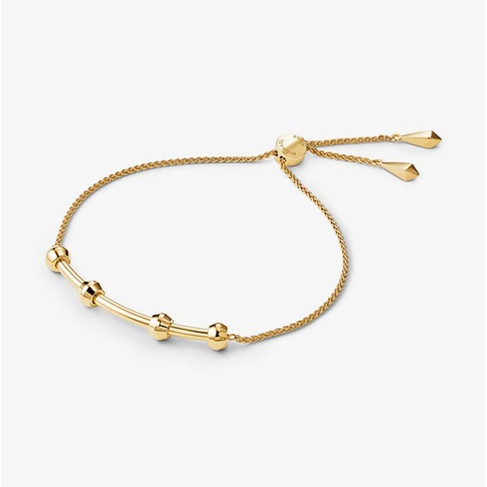 🎁 MICHAEL KORS 14K Gold Pavé Logo Slider Bracelet - Picture 3 of 6